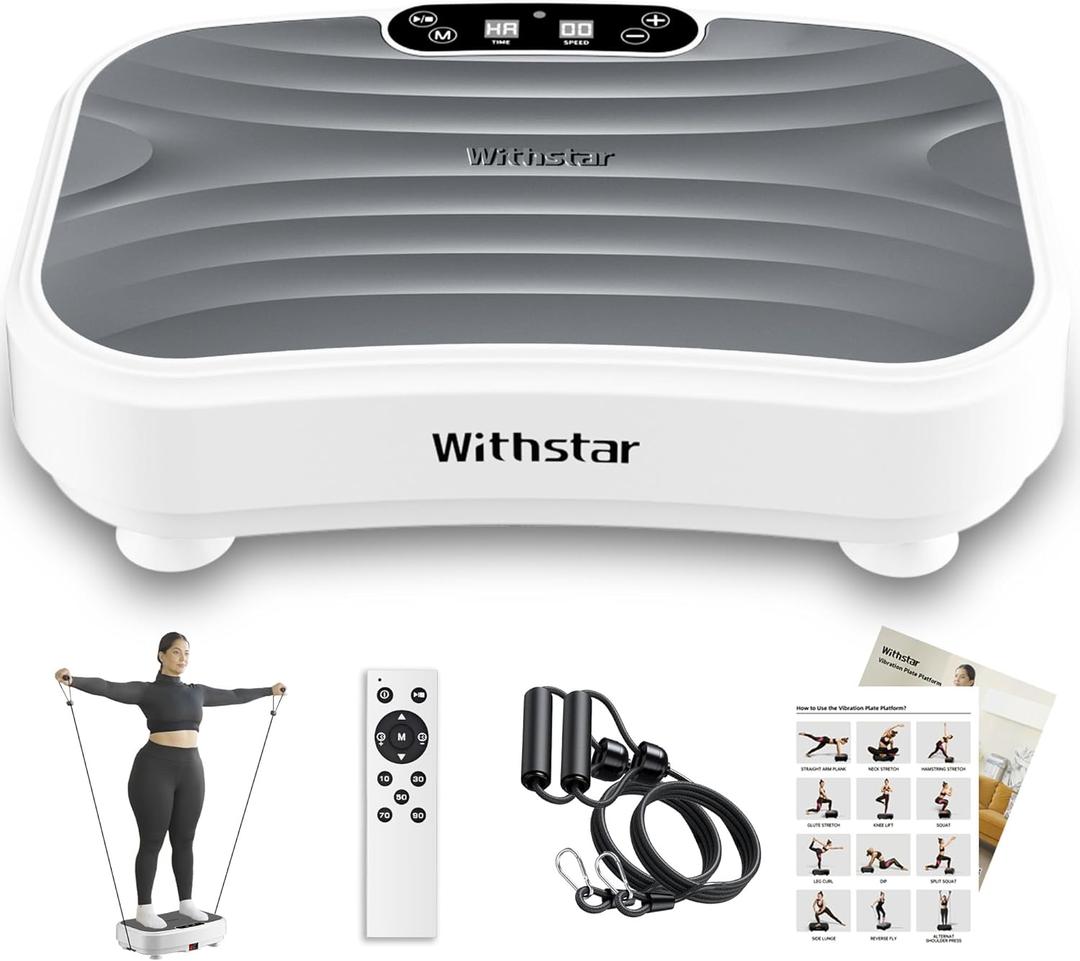 Vibration Plate Exercise Machine,Vibration Plate Platform for Lymphatic Drainage Whole Body Vibration Plate Machine Helps Weight Loss Shaping 330lbs 110V~240V (GrayWhite)