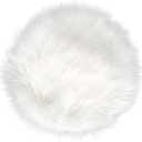 IVON 15.5 Inches White Round Faux Fur Rug, Fluffy Rug Cushion for Chair, Background for Nail Desk Photos