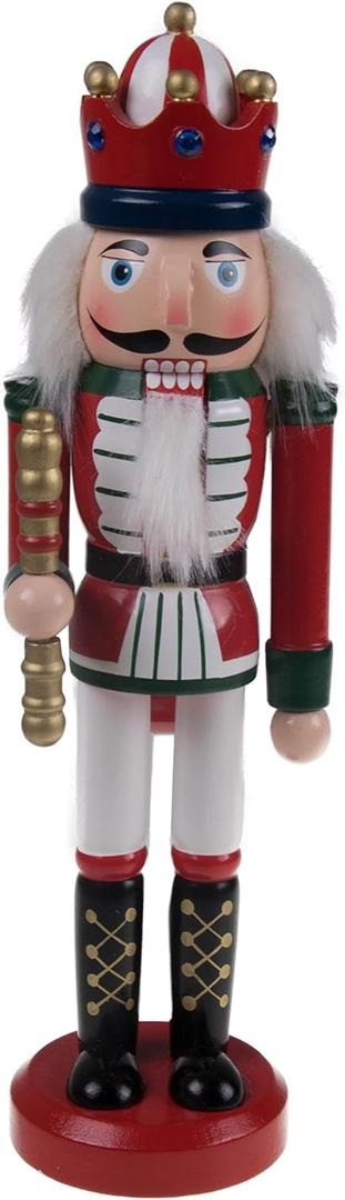 Clever Creations White King 10 Inch Traditional Wooden Nutcracker, Festive Christmas Dcor for Shelves and Tables