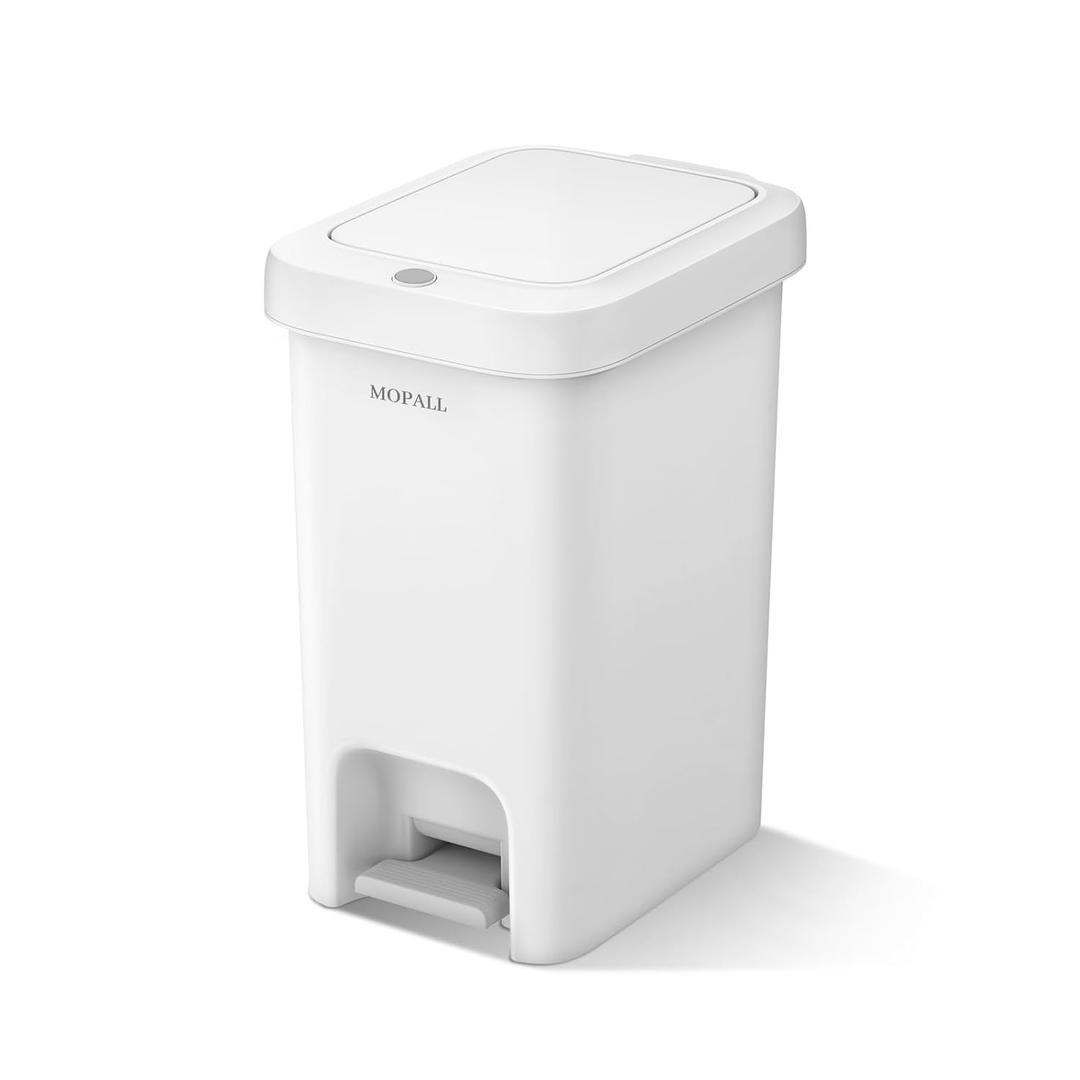 MOPALL 2.7 Gallon Small Bathroom Trash Can with Lid Soft Close, Garbage Can with Press Top Lid & Foot Pedal, Step Trashcan Slim Trash Bin Waste Basket for Toilet, Office, Bedroom, Kitchen, Living Room