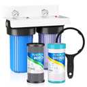 PUREPLUS 2-Stage Whole House Water Filtration System, Reduces Heavy Metals, Chlorine & Odor, 10" x 4.5" Housings, 1" Inlet/Outlet, RFN KDF Carbon & CTO Coconut Shell Filters, Pressure Gauges Included