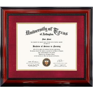 11x14 Diploma Degree Frame with Red Mat or Display 15x18 Certificates without Mat,Solid Wood,Cherry Finish with Intricate Black Rope Detail,UV Protection Acrylic, 15x18 for 11x14 with Mat