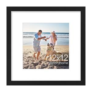 decorUhome 12x12 Picture Frame, Display Pictures 8x8 with Mat or 12x12 without Mat, Wall Mounting Photo Frame, Black, 1 Pack