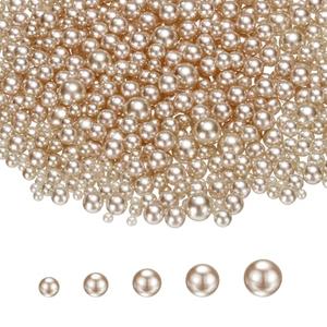 PATIKIL 1000 Pcs No Hole Pearls, 3mm 4mm 5mm 6mm 8mm Mini Round Faux Pearl for Art Crafts Jewelry Making Nail Vase Filler Birthday Wedding Party, Light Brown