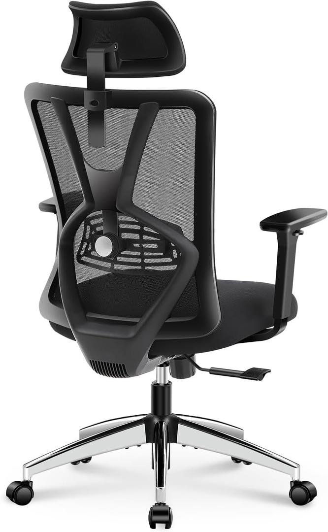 Ticova Ergonomic Office Chair - High Back Desk Chair with Adjustable Lumbar Support & 3D Armrest - 130Reclining & Rocking Mesh ComputerChair with Thick Seat Cushion & Rotatable Headrest