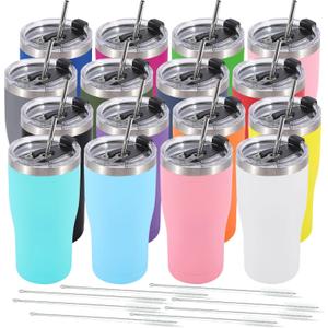 Dongni 20oz Tumbler with Lid Stainless Steel Tumblers Bulk, Double Wall Vacuum Insulated Coffee Travel Mug Powder Coated TumblerMix 16 pack