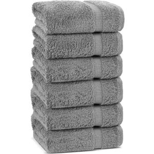 Chakir Turkish Linens | Hotel & Spa Quality 100% Cotton Premium Turkish Towels | Soft & Absorbent (6-Piece Hand Towels, Gray)