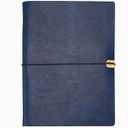 KAFENDA Refillable Leather Notebook Comes with 80 Sheets/ 160 Pages, A5 Binder 6 Ring, PU Vegan Leather Cover, 5.6" x 8.2" (dark blue)