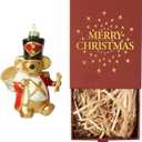 WDS WONDROUS Mouse Ornament Hanging Ball Christmas Decor - 3.14 Cute Animal Glass Ornament, Gold & White Christmas Mouse Decoration, Small Funny Ornaments for Xmas Tree Winter Holiday Decor Party