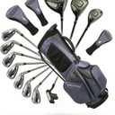 XDriveMax 15-Piece Men's Right Handed Complete Golf Club Set - Forged Titanium 10.5° Driver, #3 Fairway, #4 Hybrid, 5-SW Stainless Steel Irons, Putter and Lightweight Stand Bag - Right,Grey