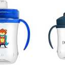 Dr. Brown's Milestones Soft Spout Sippy Cup Handles Blue - 9oz 9m+ & Baby’s First Straw Cup, Training Weighted Straw, Dark Blue, 6m+ 9m+