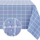 Romanstile Rectangle Plastic Tablecloth, 100% Waterproof Oil-Proof Checkered PVC Table Cloths, Heavy Duty Vinyl Table Covers for Dining, Camping, Picnic, Outdoor - 52 x 70 Inch, Blue