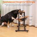 Adjustable Height Pet Feeder Stand with 2 Dishwasher-Safe Stainless Steel Bowls Brown Wood Top & Black Metal Frame Elevated Food/Water Station for Dogs/Cats Under 100LBS