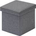 B FSOBEIIALEO Storage Ottoman Cube, Linen Small Foot Seat,for Living Room, Bedroom, Home Office, Dorm Storage Footrest Grey 11.8"x11.8"x11.8"