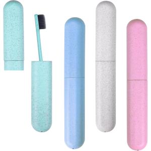 Hooqict 4 Pack Travel Toothbrush Case Portable Travel Toothbrush Holder Plastic Toothbrush Container Protector Cover for Traveling, Camping, Home, School, Business