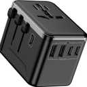 Universal Travel Adapter, 30W 5-Port International Power Adapter with 3 USB C and 2 USB A Fast Charging, Worldwide Plug Converter for EU UK US AUS JP, Travel Essentials for iPhone Samsung