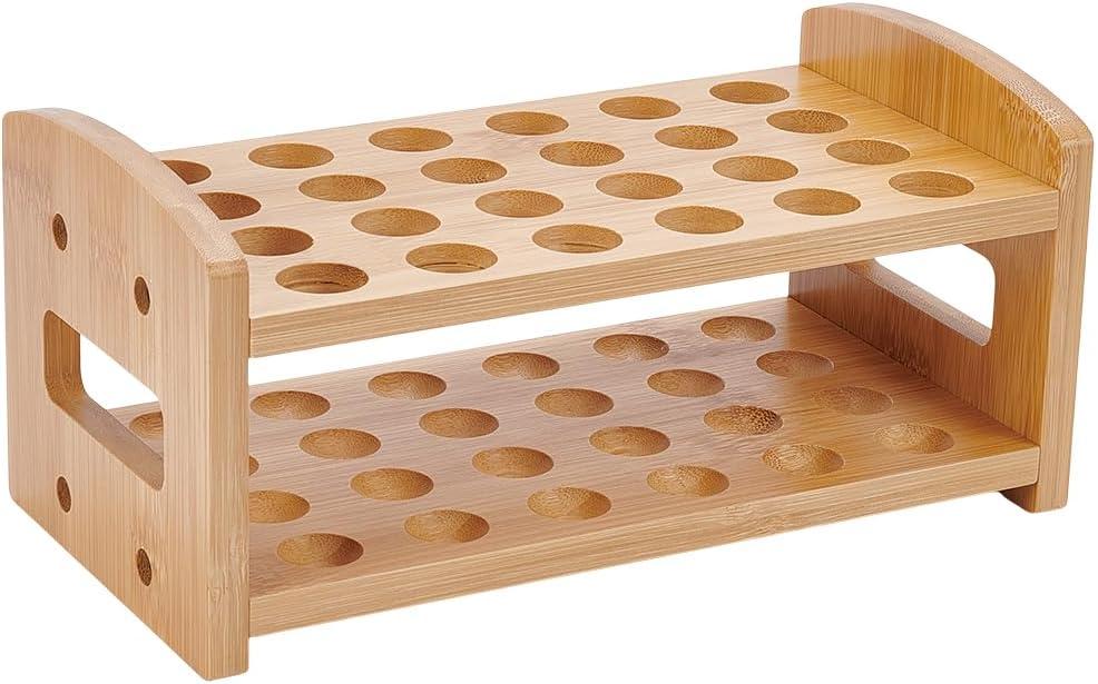 UNICRAFTALE Wooden Test Tube Rack 24-Holes Bamboo Multi-Use Cylinder Tube Display Racks Rectangle Lab Supplies Tube Holder Hole 20mm Diameter for Tests Tubes Chemistry Laboratory 9.8"x5"x4.52"