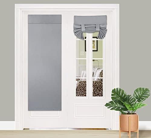 PI Blackout French Door Curtain,Privacy Thermal Insulated Door Window Curtain for Glass Door/Front Door/Sliding Door/Patio Door 1 Panel (W30XL68,Light Grey)