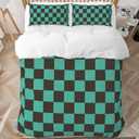INFLAG Anime Bedding Set, 3-Piece Anime Duvet Cover Full Size Ultra Soft Breathable 3D Printed Microfiber Comforter Cover, Cartoon Quilt Cover, Teen Comforter Cover with 2 Pillowcases (Full,Green)