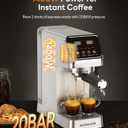 Aromaster Espresso Machine 20 Bar with Milk Frother, Easy to Use Compact Espresso Maker with Touchscreen, Fast Heat 1400W for Latte & Cappuccino, Stainless Steel Coffee Machine for Home & Office