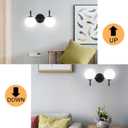 Mid Century Modern Vanity Lights for Bathroom, Black Metal Frame and Milk White Frosted Glass Globe, 2 Lights, Wall Sconce, 7.09"L x 7.09"W x 14.17"H
