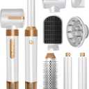 Hair Dryer Styler 7 in 1, High Speed Blow Dryer Wrap Air Styling Tools Set - Hot Air Brush, Diffuser, Nozzles, Hair Straightener Comb, Curling Wand, Hair Volumizer (White)