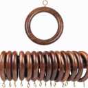 2.5 Inch Wooden Drapery Curtain Rod Rings, 24 Pcs for 1-1.5 inch Rod Pole, 1.75 INCH INNER DIA, Natural Rosewood (24, 1.75 INCH INNER DIA)