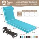Chaise Lounge Cushions Outdoor 72x21x4 Inch, Patio Lounge Chair Cushions w/High Density Foam, 4 Inch Pool Lounger Cushion w/Removable Cover Handles, Fits Poolside Patio Outdoor Furniture, Lake Blue