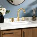 FGKQ Bathroom Faucet for Sink 3 Hole Brushed Glod, Bathroom Sink Faucet with Pop Up Drain, 8 Inch Widespread Vanity 3 Hole, 360 Swivel Two Handle with Supply Lines