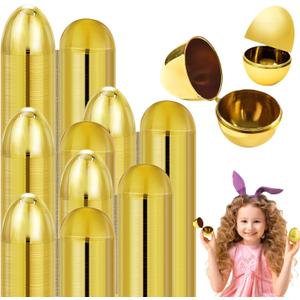 Skirfy 24PCS Golden Easter Eggs, Empty 3.15" Golden Eggs Bulk Fillable for Easter Hunt Party Favor Basket Stuffers Filler Classroom Prize Supplies Decor