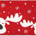 Christmas Welcome Coir Door Mat, 17"x30" Outdoor Front Door Mat, Coconut Fiber Doormat with Slip-Resistant Backing, Holiday Entry Mat with Reindeer Snowflake Design