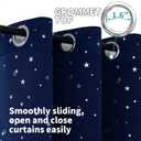 BGment Navy Star Blackout Curtains for Kid's Bedroom - Grommet Thermal Insulated Room Darkening Printed Curtains for Living Room, Set of 2 Panels (46 x 54 Inch, Dark Blue)