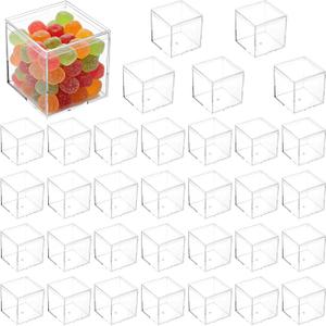 40 Pcs Clear Acrylic Boxes with Lids, 2.2x2.2x2.2 Inch Small Square Display Storage Containers For Candy, Jewelry, Party Favor, Wedding and Home Organization