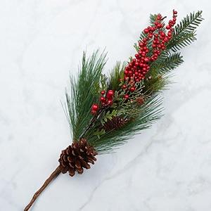 Factory Direct Craft Tall Mixed Pine and Red Berry Floral Spray for Indoor Decor