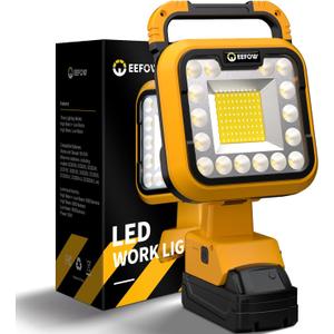 20V LED Work Light for Dewalt: 90W 9000LM 8" Portable Battery Powered Lights, 3 Modes Integrated Spotlight & Floodlight with USB & Type-C and Low Voltage Protection Ideal for Workshop (No Battery)