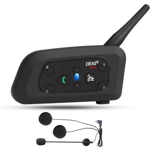 EJEAS V6 Pro Motorcycle Bluetooth Headset, Upgraded 2 Riders Intercom Helmet Communication System with Auto-Answering Call and Noise Reduction for Motorcycling Skiing and Climbing (1 Pack)