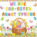 Pasimy Easter Bulletin Board Decorations Set Christian Easter Classroom Decorations Easter Bunny Egg Paper Cut Outs for School Nursery Spring Easter Birthday Party Supplies(Bunny)