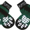 PUPTECK Anti-Slip Dog Socks with Double Sides Grips for Small Medium Large Dogs Hardwood Floors Prevents Licking, Dog Shoes for Hot Pavement Traction Control for Senior Dogs, Dark Green (Small (4 Count))