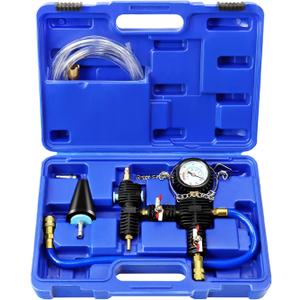 JIFETOR Cooling System Vacuum Purge Radiator Coolant Refill Tool Kit, Universal Automotive Water Tank Pneumatic Vacuum Antifreeze Change Filler Set, with Adapter Case Hose for Car Van SUV Truck