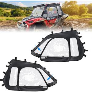 KEMIMOTO Soft Cab Enclosures & 2 UTV Dome Light Compatible with Polaris RZR XP 1000 / XP Turbo 2014-2023, UTV Upper Doors Fit with Side Mirrors YKK Zippers (Cab Enclosures)