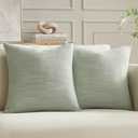 Meekio Set of 2 Linen Look Sage Green Pillow Covers 20x20, Decorative Throw Pillow Covers for Couch, Sofa, Bed & Living Room Decor
