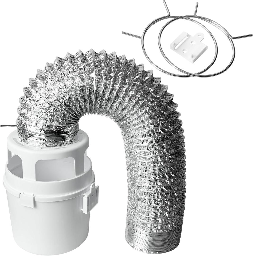 211 Dryer Lint Trap Indoor Dryer Vent Kit Filter Bucket with 4 Inch by 5 Feet Proflex Ducting Hose