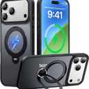 360 Spin Magnetic Stand for iPhone 17 Pro Max Case, Fit for MagSafe, Mil-STD Protective Case for iPhone 17 Pro Max Phone Case with Kickstand Rotatable 6.9 inch, Black