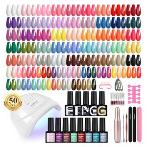 PHOENIXY 63 Pcs Gel Nail Polish Kit with U V light and Drill, 45 Colors Gel Polish with 5 Pcs Base Top Coat Manicure Starter Nail Polish Set Gifts for Women ST9017 (Floral Daydream)
