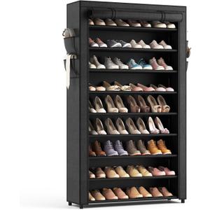 Shoe Rack with Covers - 10 Tiers Tall Shoe Rack Organizer Large Capacity Shoe Shelf Storage 40 Pairs Space Saving Vertical Shoe Storage Organizer for Closet, Entryway, Dorm, Bedroom, 10 Tier - 33.8"W