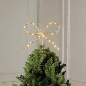 JARTEEK Christmas Tree Topper, 11 Bow Tree Topper with 20 LED Lighted for Christmas Tree Decoration Indoor Xmas Decorations, Holiday Party Indoor Decor (Gold)