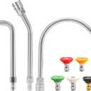 Pressure Washer Extension Wand-30, 90, 120 Gutter Cleaner Attachment Kit with 5 Nozzle Tips, 1/4" Quick Connect, High Power Washer Lance for Roof, Deck, Car, Gutters, 4000 PSI
