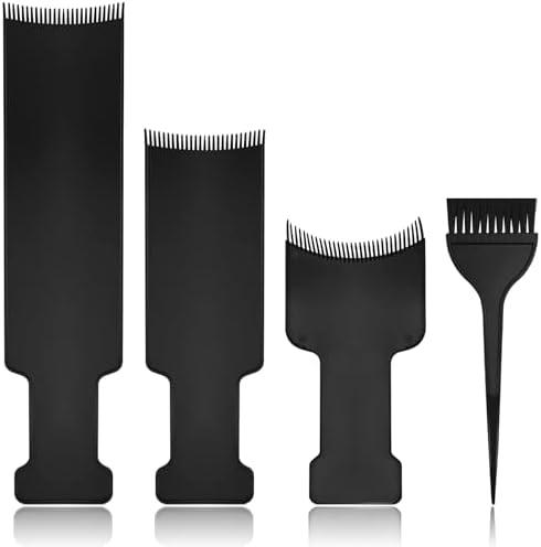 4 PCS Balayage Highlighting Board and Highlighting Brush Kit, 1 Hair Dye Brush and 3 Balayage Highlighting Board with Teeth Hair, for Hair Dye, Hairstylist Accessories Brushes