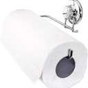 Suction Cup Paper Towel Holder- Chrome Plated Stainless Steel Bar for Bathroom & Kitchen (Chrome)