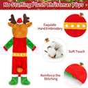 3 Pack Christmas Squeaky Dog Toys, Plush No Stuffing Toy for Dog Puppy, Durable Chew Bite Toys for Small Medium Large Dogs, Interactive Xmas Reindeer, Penguin, Bear for Aggressive Chewers